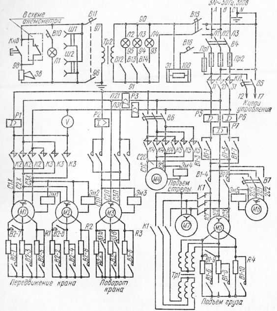 Электрическая схема башенного крана