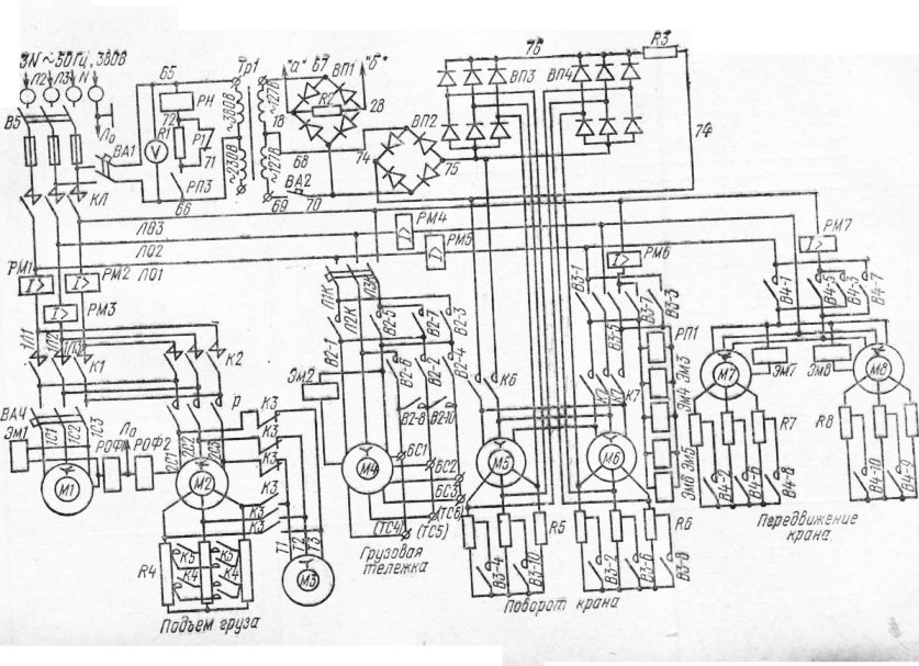Электрическая схема башенного крана